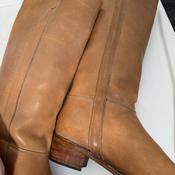 Vintage Leather Riding Boots Women's Tan Knee High Size 7 Campus Boho Y2K - Picture 11 of 16